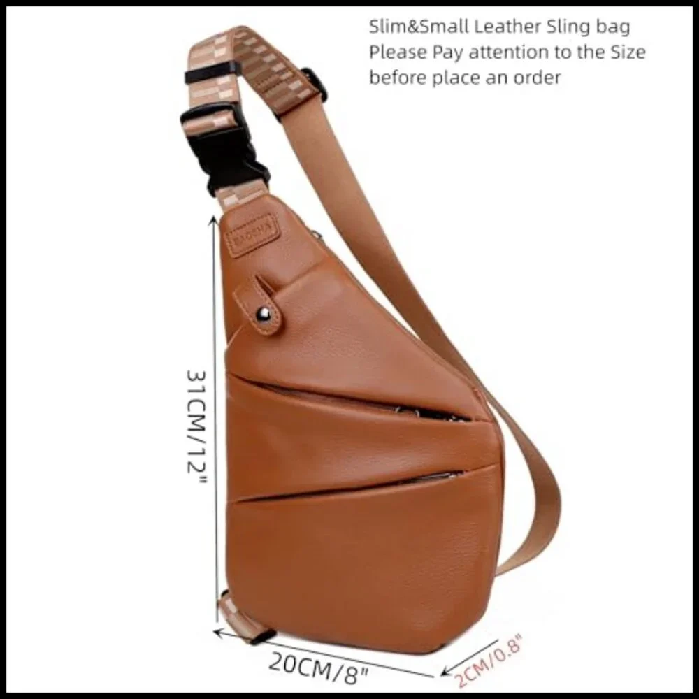 Vegan Leather Crossbody Sling Bag Anti-Theft Travel Purse Minimal Chic